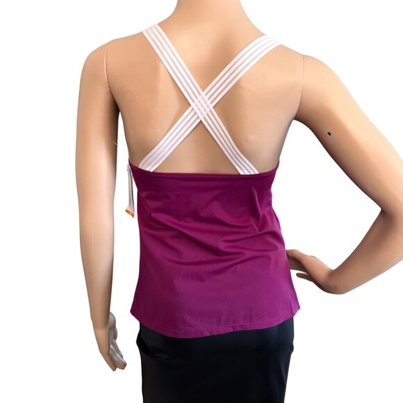 Marika Swim Tank Top With Strappy Back UPF 50+ Size Medium Purple White DryWik - Picture 2 of 6